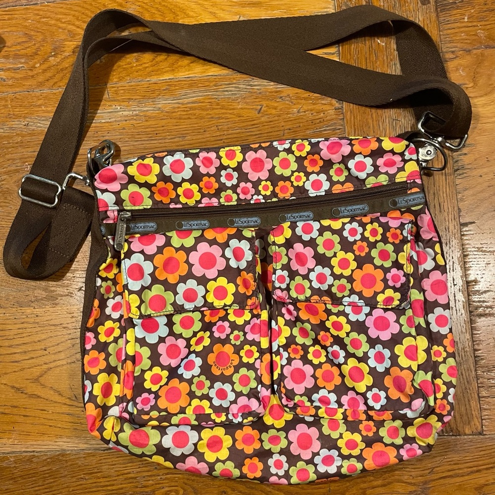 LESportSac Flower Power Satchel Crossbody/Shoulder Bag
